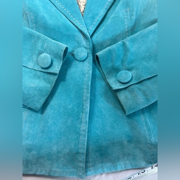 KAREN KANE Blue Suede Leather Blazer Jacket Women’s Medium - Picture 4 of 15